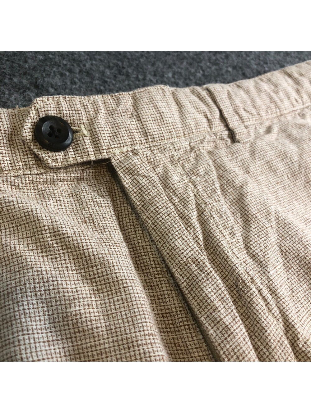 Banana Republic Linen Blend Shorts Mens 34 Brown Micro Check Flat Front Pockets